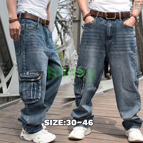 極太 デニム ジーンズ バギーパンツ パンツ メンズ ミリタリー 迷彩