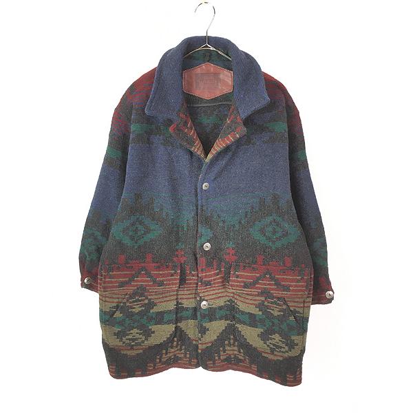 80s USA製 CRY WOLFE ネイティブ柄 ブランケット コート USA製 UNKNOWN