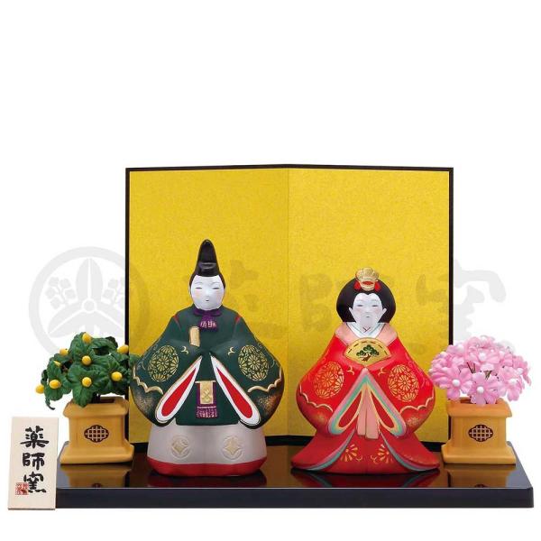雛人形 コンパクト 陶器 小さい 可愛い ひな人形/ 錦彩風雅丸文立雛