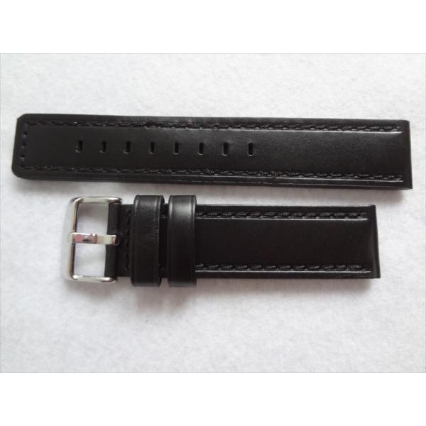 防水 腕時計レザーベルト 黒 20mm 黒色 ブラック 本革 時計バンド 剣先