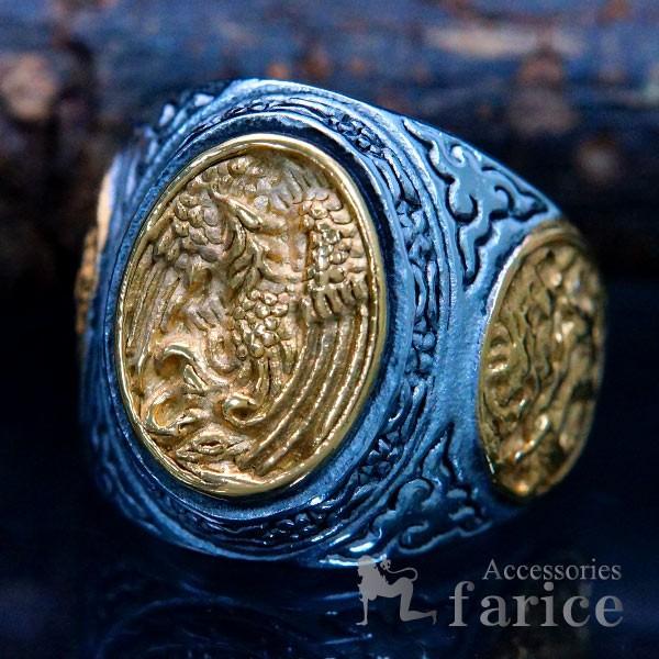 鳳凰 フェニックス 不死鳥 龍 ドラゴン 和柄 和風 印台 ゴールドカラー