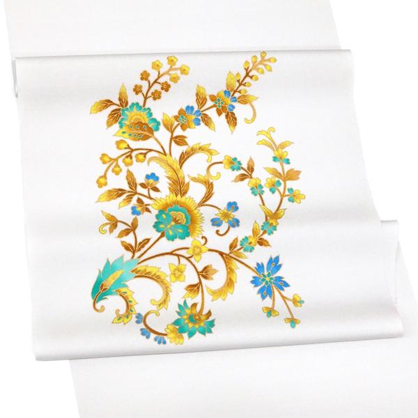 20%OFFセール 塩瀬名古屋帯 ライトグレー 仕立て付き 正絹 染め帯 唐