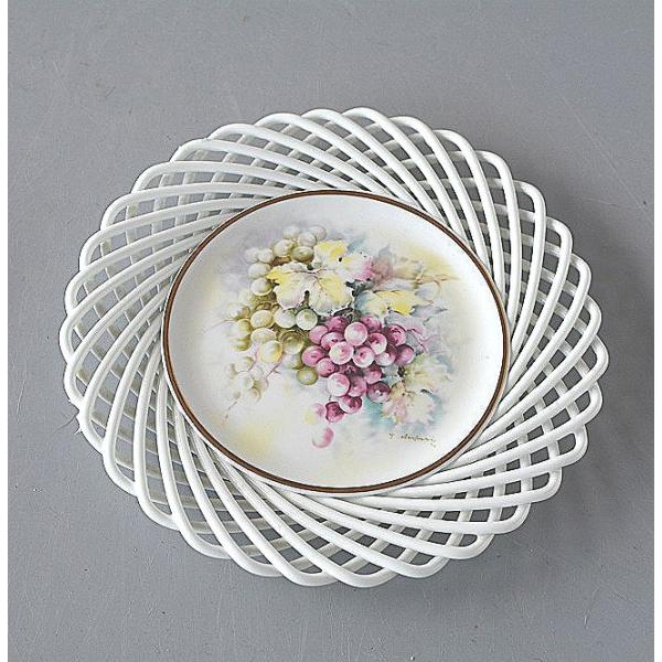 デザート皿 葡萄 レースの縁 ファインボーンチャイナ 16cm : 暮らし