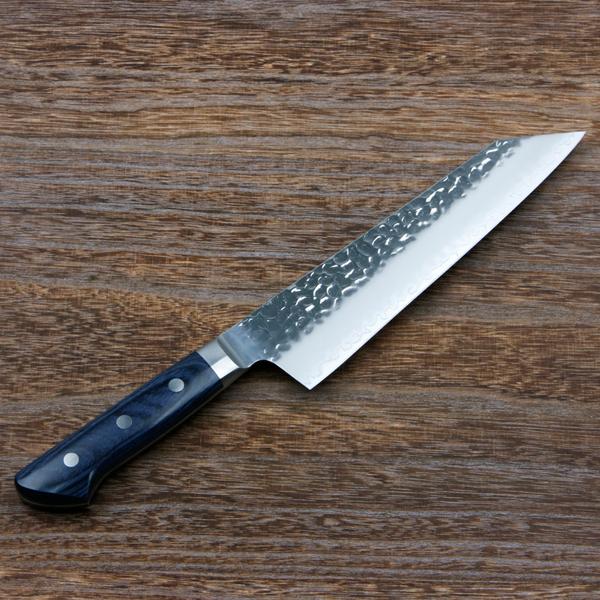 三徳包丁 切付型 両刃 190mm 槌目仕上げ AUS10 三層鋼 ステンレス 共