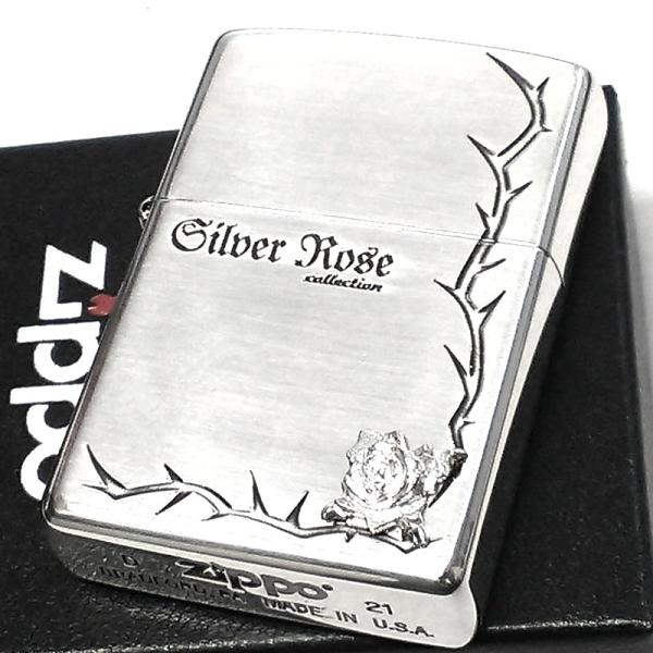 ZIPPO（ジッポー） ローズ 純銀メタル シルバー エッチング ロゴ
