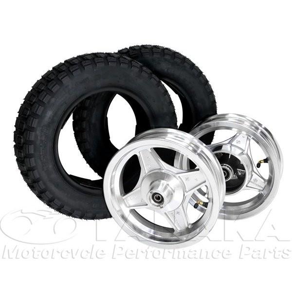 4本ハブ用10インチアルミキャストホイール＆タイヤ 前後セット 田中