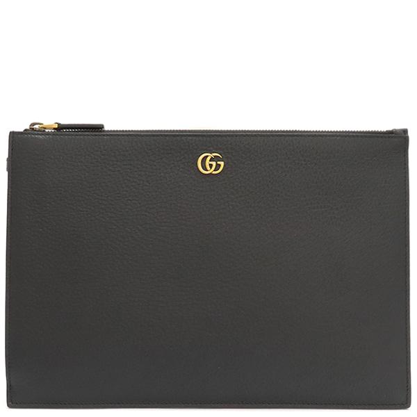 GUCCI（グッチ） クラッチバッグ GGマーモント レザー ブラック 黒