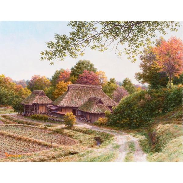 金子東日和 「山家秋影（岡山県吉永町）」 油彩6号 額付き : 一枚の繪