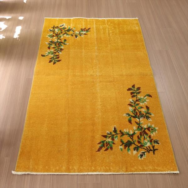 ヴィンテージ オーバーダイドラグ マスタードイエロー トルコ手織り