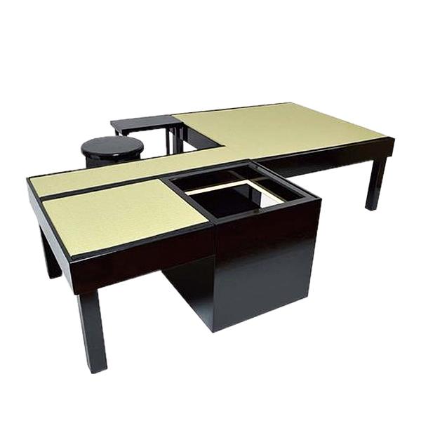 岡田園 茶道用 点前具 立礼棚 優心なごみ棚 (極) 建水台・円椅1台付き