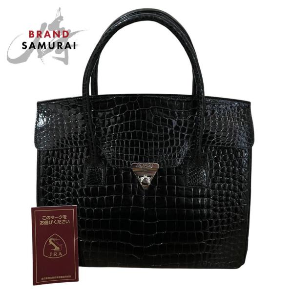 no brand ノーブランド JRA エキゾチックレザー ブラック シルバー金具