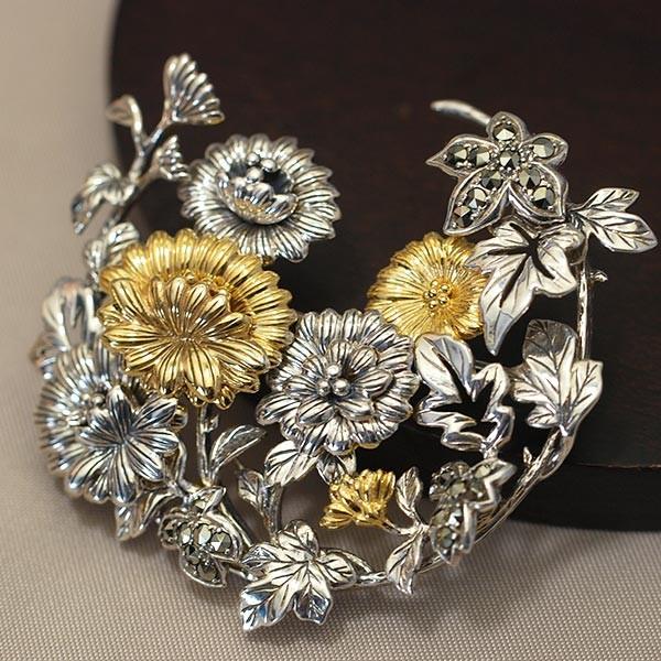 碌山 菊花ブローチ 和デザイン 銀の花 702C0002 RP 爆買 : ルコリエ