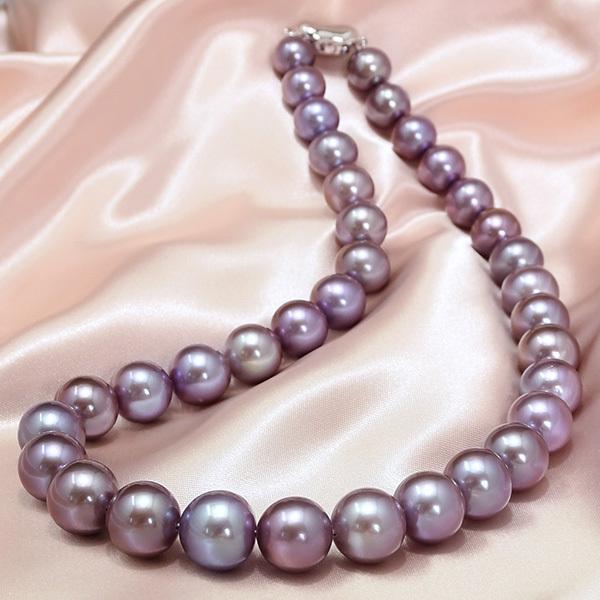 スーパーパープル 13mm ナチュラルカラー 淡水真珠 ネックレス 鑑別書