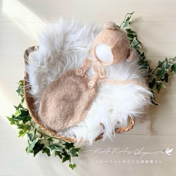 手編み風かごセット【くま】♪ニューボーンフォト撮影衣装 小道具