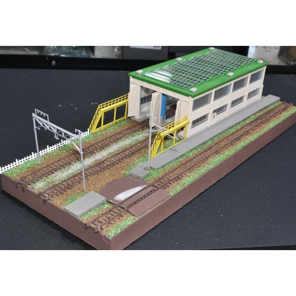 鉄道模型ジオラマ展示台 Nゲージ KATO電車庫と3線路【40x15cm】※注文