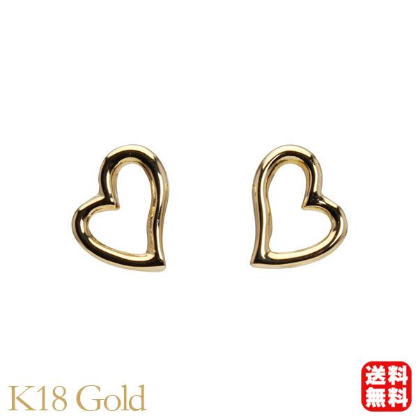 ハート ピアス k18 18k 18金 イエローゴールド スタッドピアス ハート