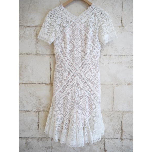 タダシ ショージ TADASHI SHOJI 白レース 半袖 フレアー ワンピース