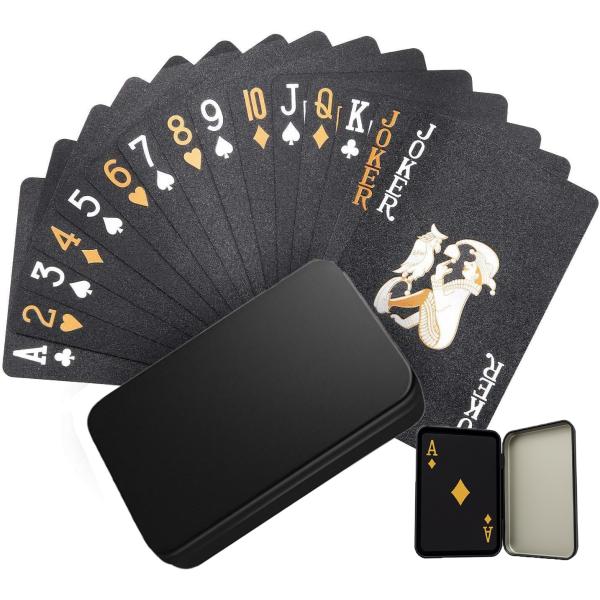 トランプ プラスチック 54枚 ブラック ケース付き ゴールド カード