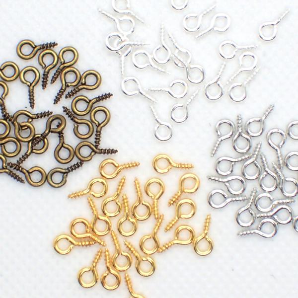 ヒートン (01) 小 8mm 約20個売り 4色 単価3.5円 基礎金具 カン付き