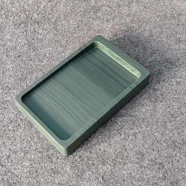 硯 松花江緑石硯 5吋 中国硯 木箱入り すずり 唐硯 書道用具 : 書道