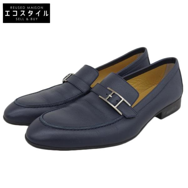 HERMES エルメス アピ レザーローファー シューズ メンズ ネイビー 41