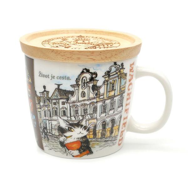 木蓋付きアートマグ チェコスケッチ わちふぃーるど ダヤン ネコグッズ