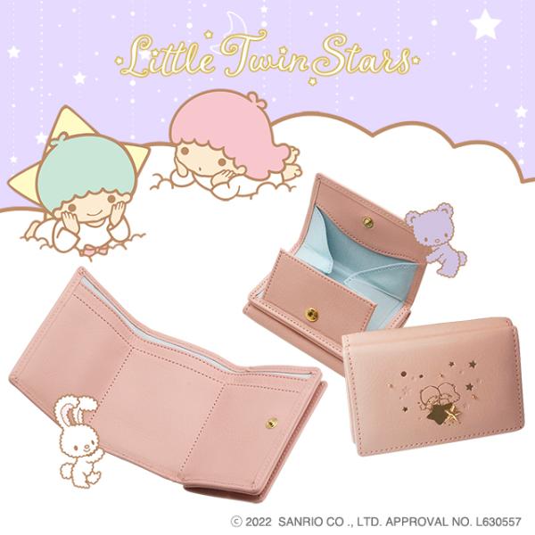 三つ折り財布 コンパクト財布 キキ＆ララ リトルツインスターズ 本革