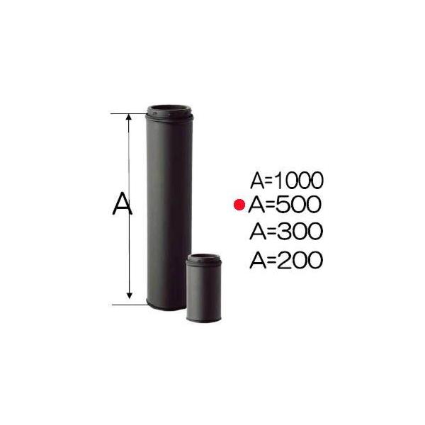 ストロング断熱黒耐熱ステンレス 二重煙突 直筒L500mm φ150mm バンド1