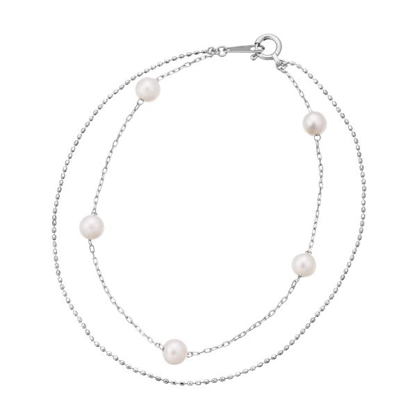 ジュエリーツツミ K10ホワイトゴールド淡水パールブレスレット