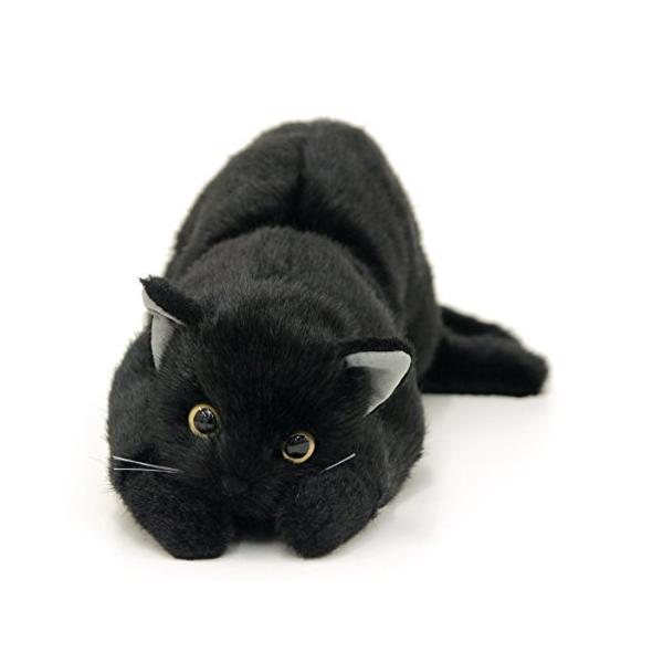 リアルシリーズ 日本製 リアルな猫のぬいぐるみ 58cm (クロネコL目明き