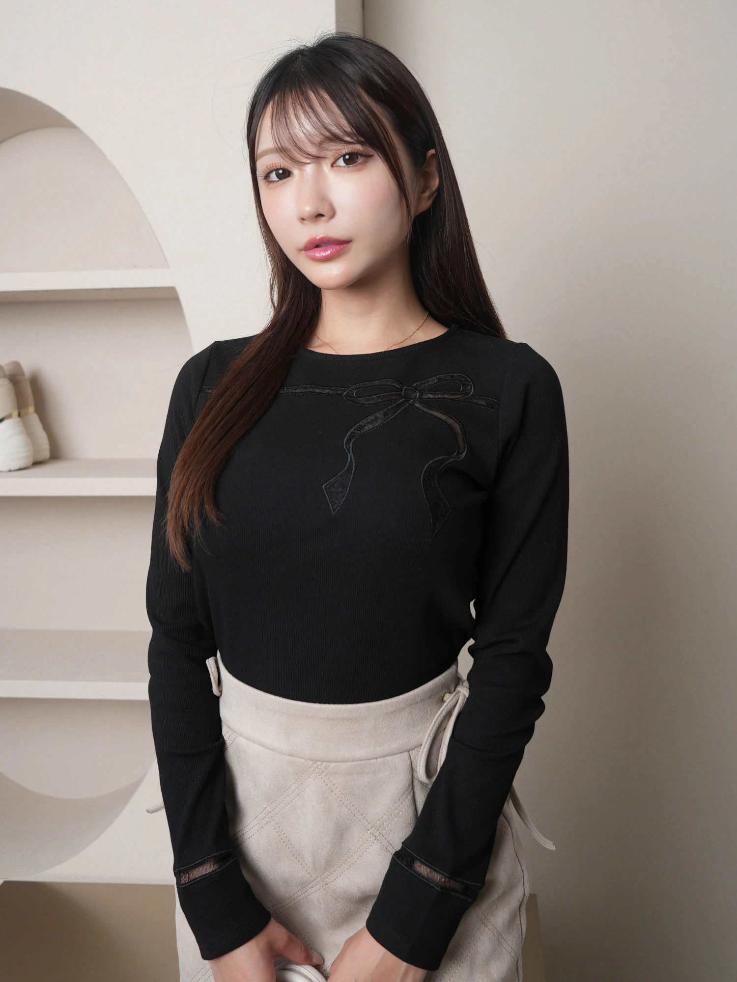 LIP SERVICE（リップサービス）｜ シアーレースリボンカットトップス