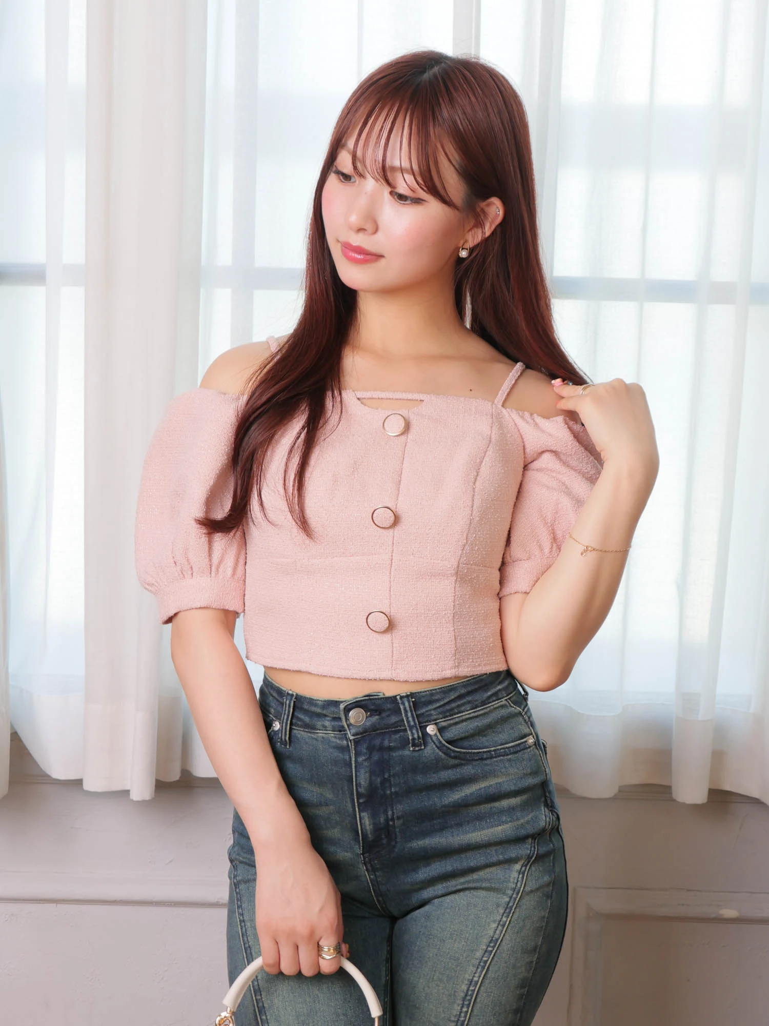 LIP SERVICE（リップサービス）｜ ツイードオフショルトップス