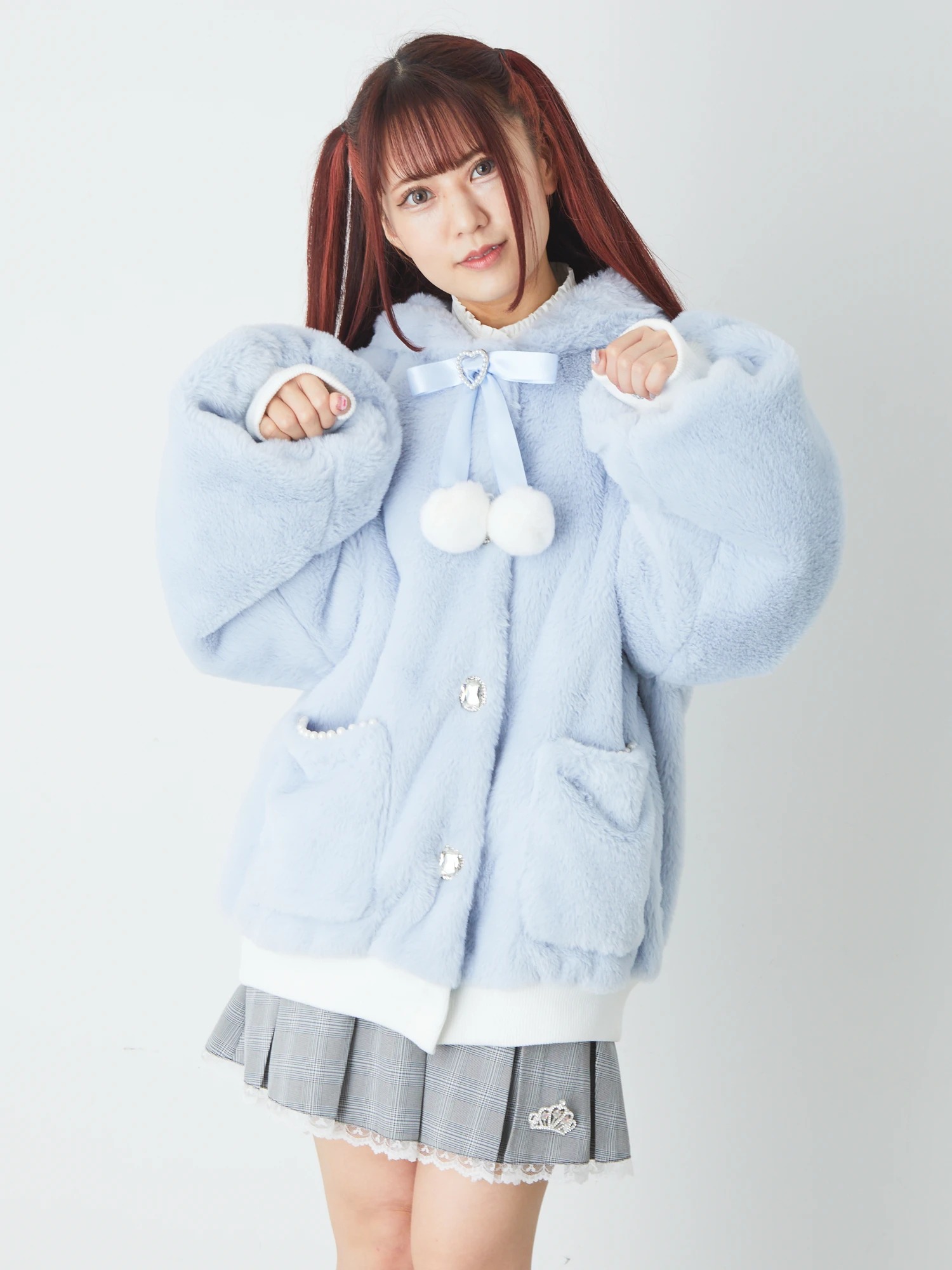 ぽんぽんリボンうさみみファーコート - Ank Rouge(アンクルージュ)の