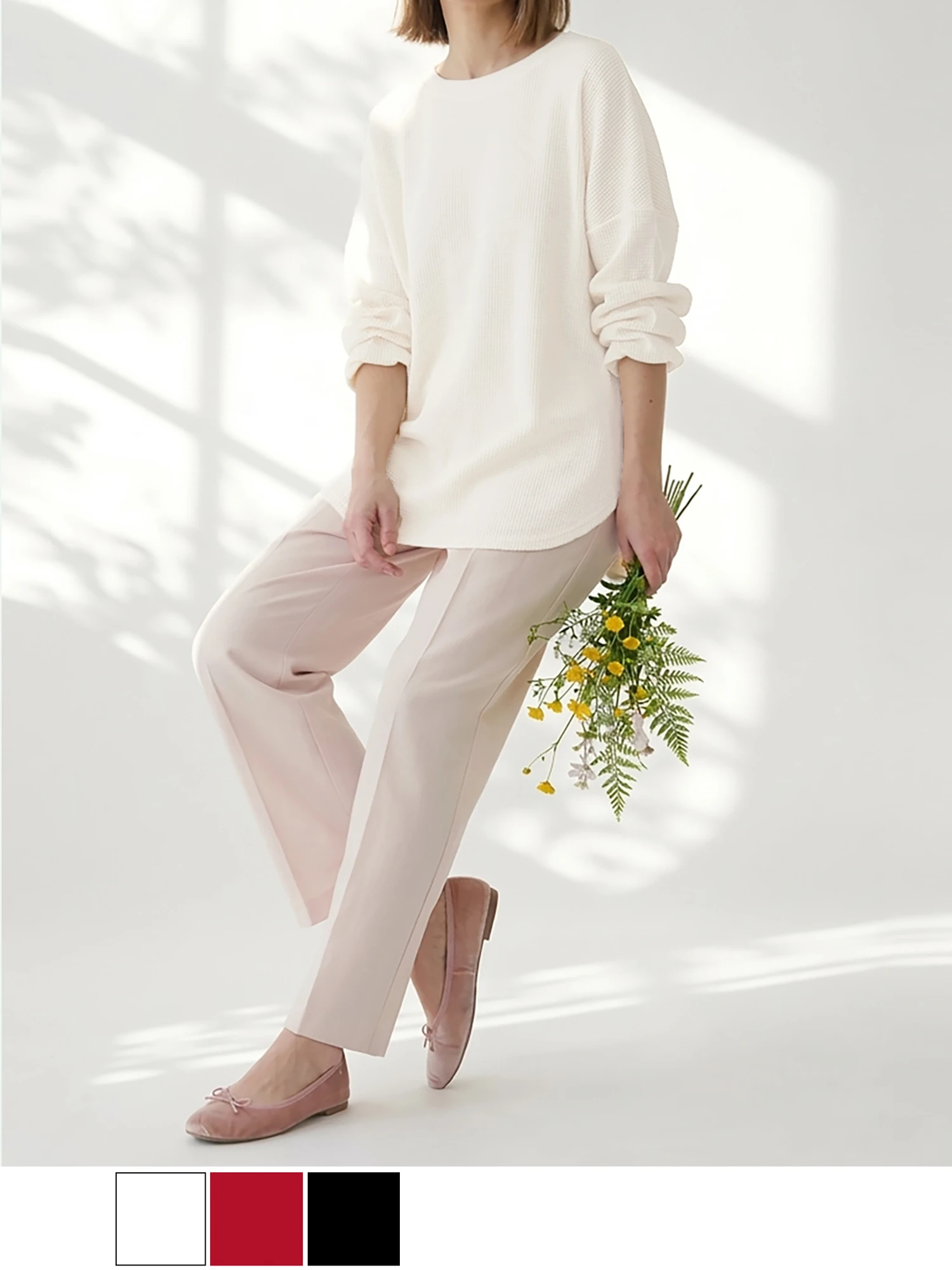 長め丈/デイリーウェア】オーバーワッフルトップス / Brown&Street