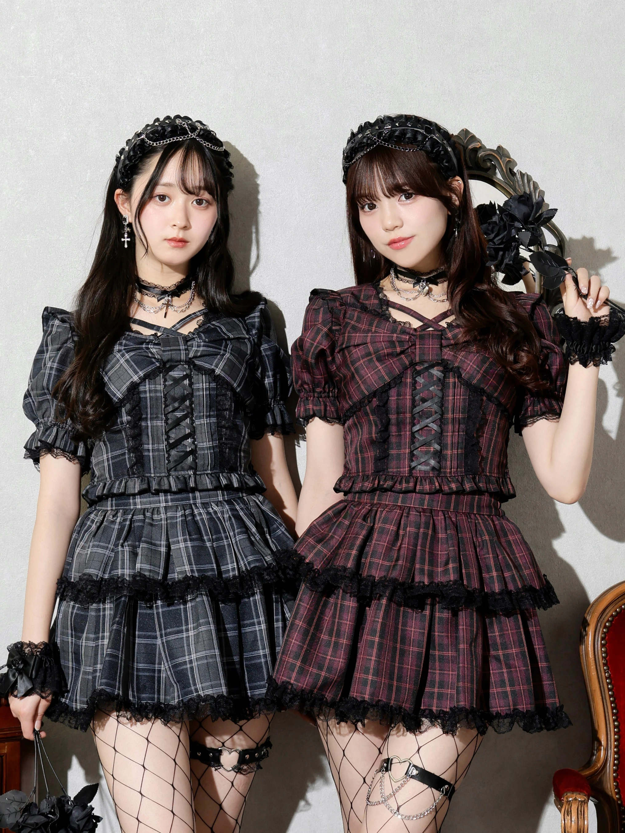 デコルテチョーカーリボンセットアップ（セットアップ｜ピンク・A柄