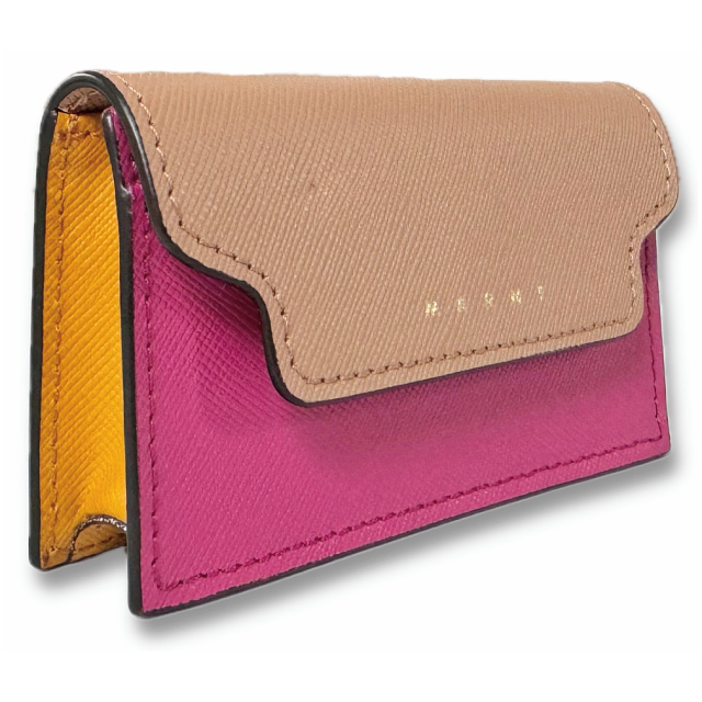 マルニ レザー バイカラー | 名刺入れ ピンク×茶 - インポートセレクト