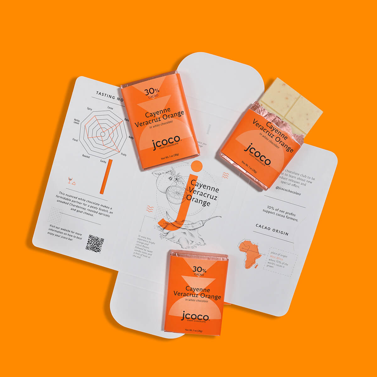 Cayenne Veracruz Orange Chocolate Bar | Shop Luxury Chocolate by jcoco