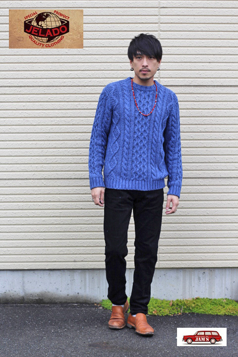 JELADO」 ジェラード コットン ケーブルニットセーター クルーネック
