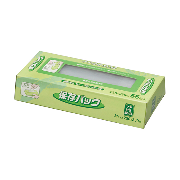 SS02 保存用 BOXポリ袋(マチ付き) Mサイズ(厚口) 半透明 55枚 | 株式