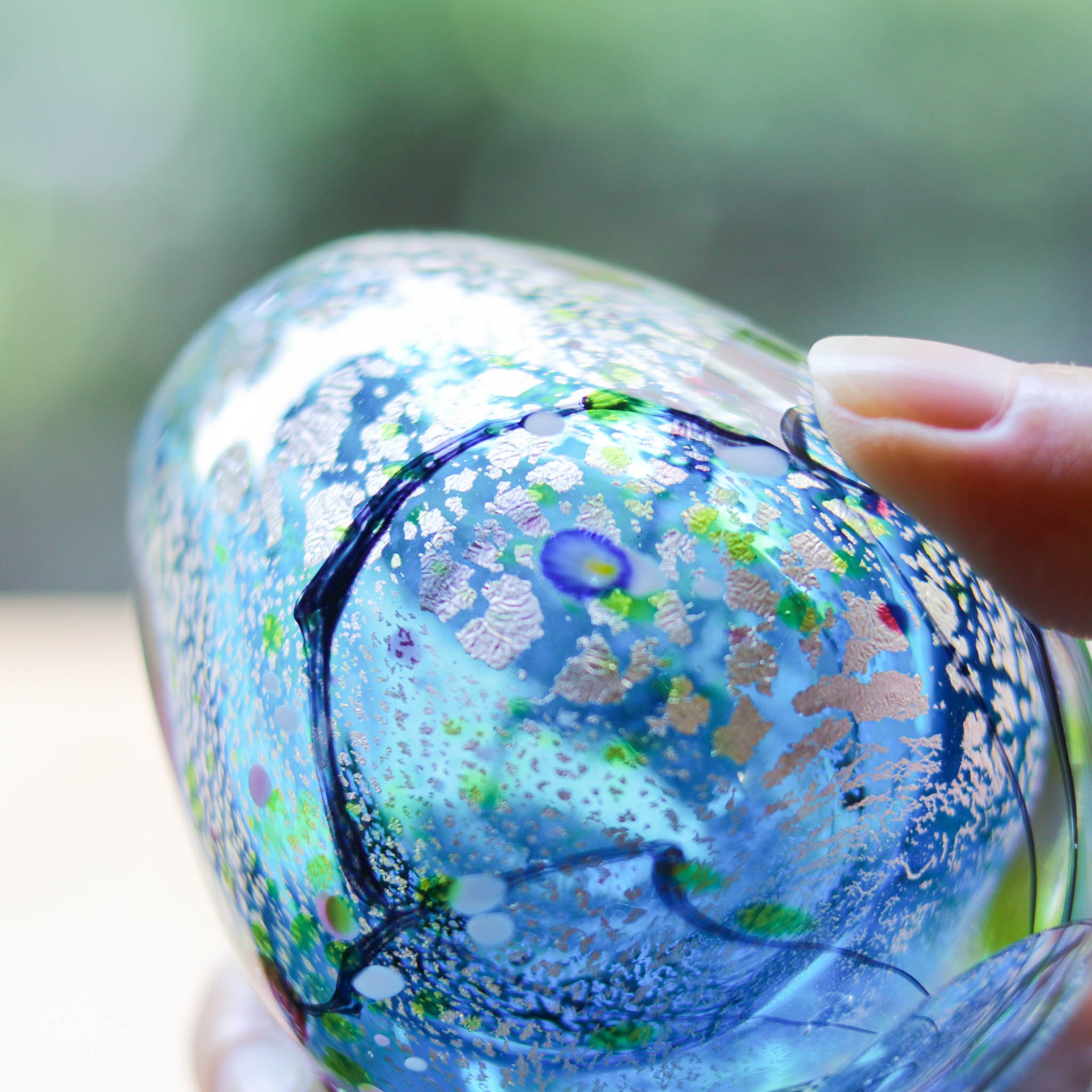 綾ガラス 一輪挿し | 光琳 爽 | オーシャンブルー | グラスアート黒木