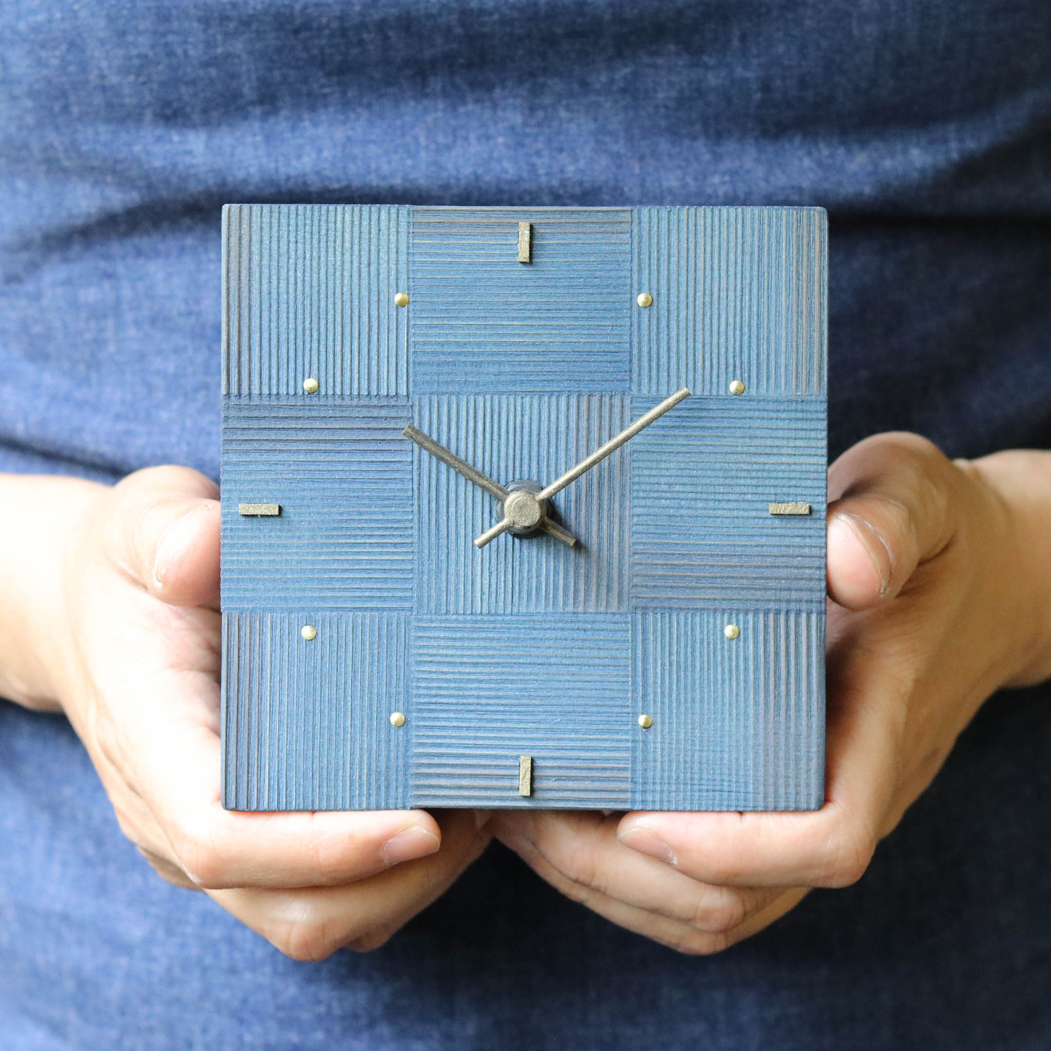 木工製品 置き時計 | ko NENRIN 大正浪漫 | 市松 藍 | ミマツ工芸