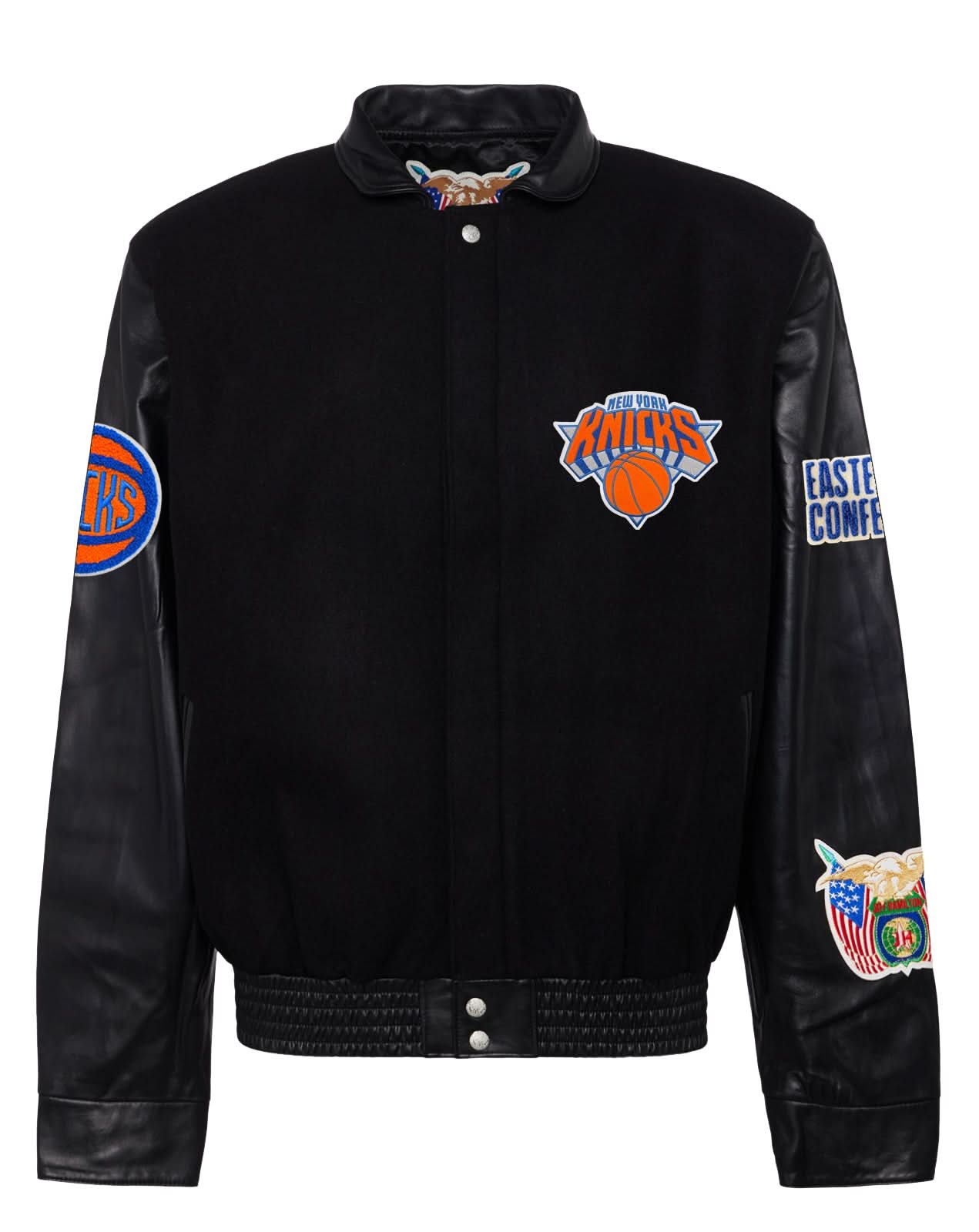New York Knicks Wool & Leather Jacket Black