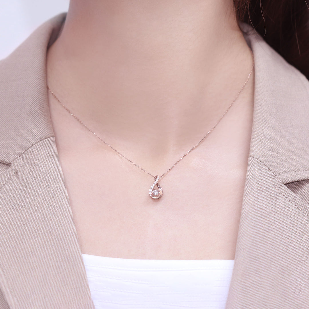 シルバー ピンクゴールドメッキ キュービックジルコニア しずく