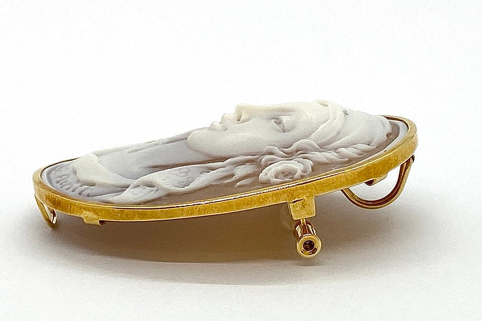 Achito【アキート】K18シェルカメオペントップ兼ブローチ (NO.47376