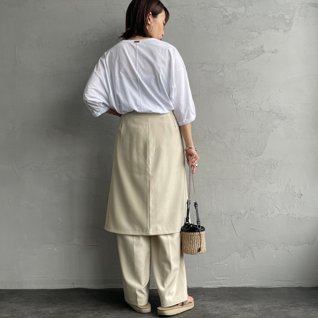 nenom [ネノム] 2WAY ラップスカートレイヤードタックワイドパンツ