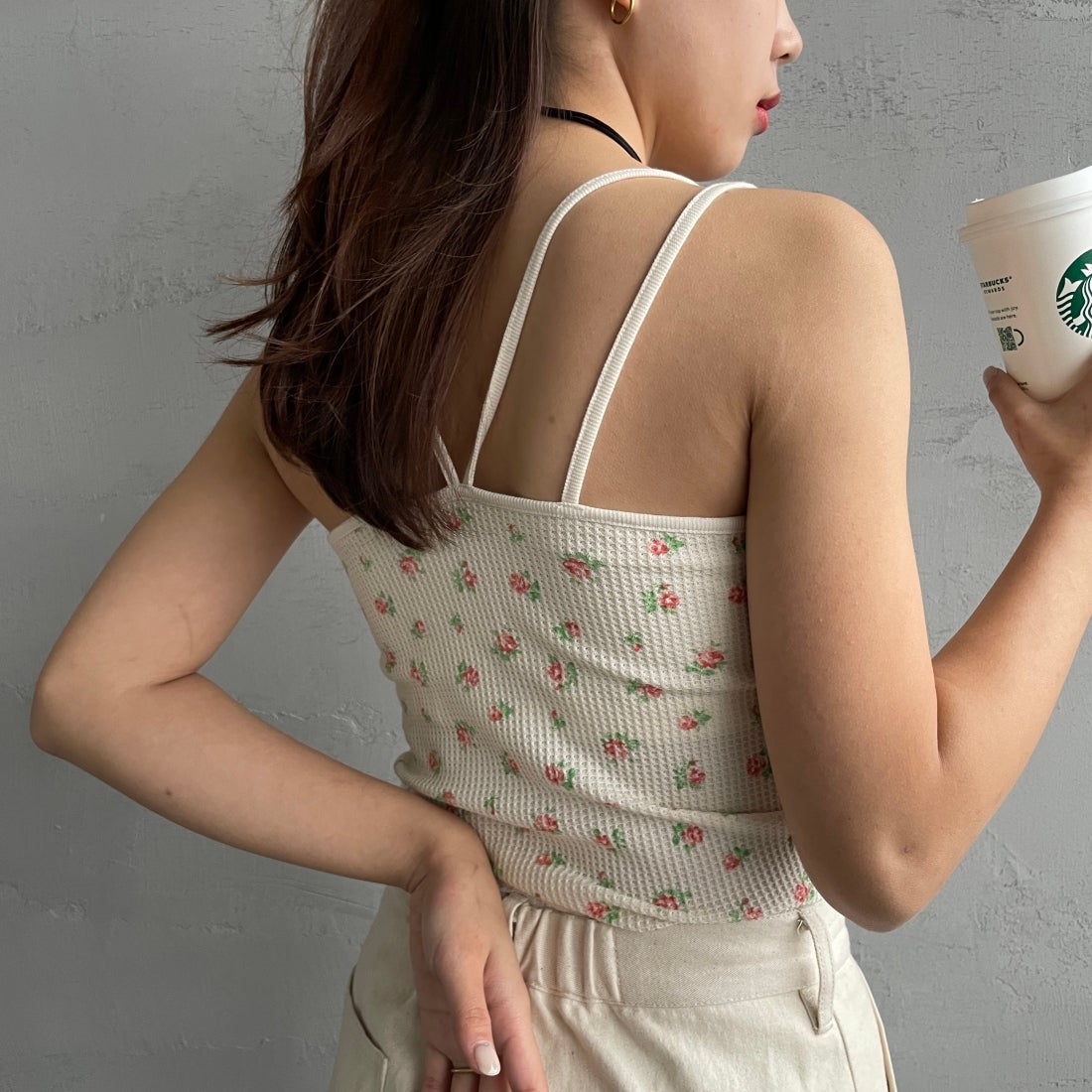 JE MORGAN [ジェイイーモーガン] ワッフル花柄キャミソール [JD764-29S