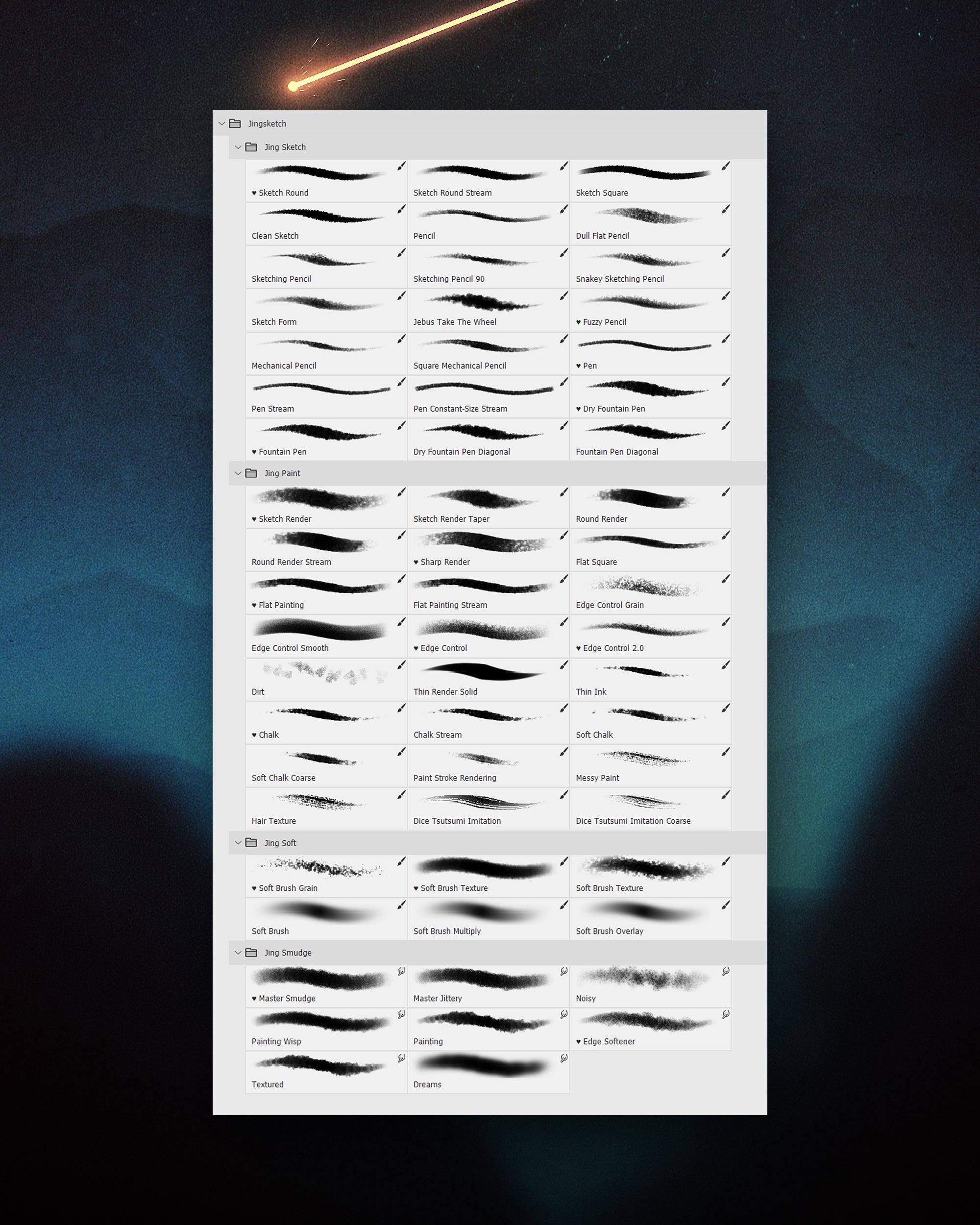 Jingsketch Photoshop Brushes: Complete Collection