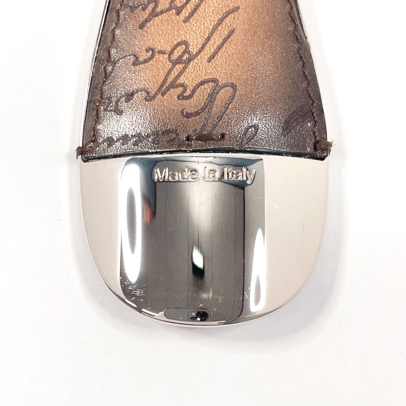 Berluti key ring Shoehorn Charm Calligraphy metal/leather Silver