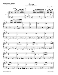 Ocean-ゼルダの伝説 風のタクト-無料の楽譜「五線譜、両手略譜」を