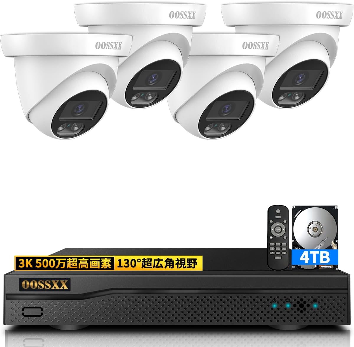 500万画素 家庭用POE防犯カメラ 双方向通話 AI人体検知 屋内外両用 E